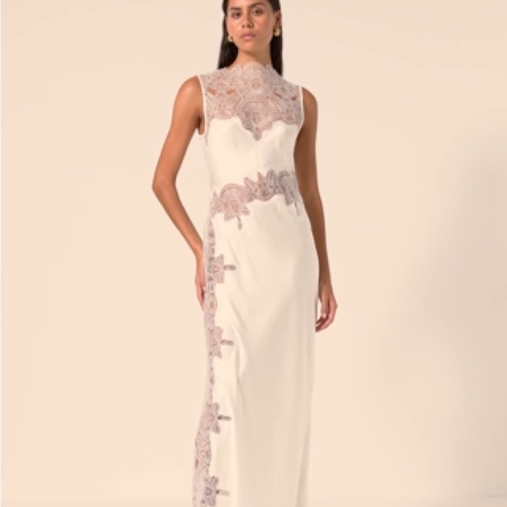 Shona Joy White and Brown Lace Maxi Dress - Picture 5 of 11